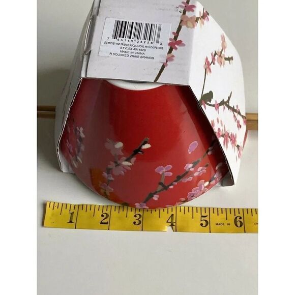 Disney Mickey Mouse Ramen Noodle Bowl Chopsticks Minnie Goofy Cherry Blossom NWT - Picture 8 of 9
